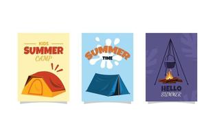 Sommerzeit-Campingzelt einfache Kartenvorlage vektor