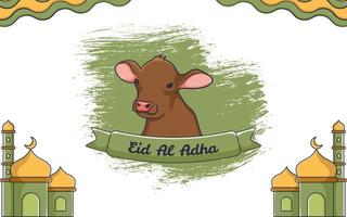 eid al adha med ko illustration och islamisk prydnad vektor