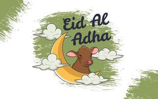 eid al adha med månen, ko och moln illustration vektor