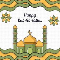 eid al adha mit moscheenillustration und islamischer verzierung vektor