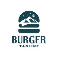 illustration av berg inuti en hamburgare. för hamburgerrestaurang eller något företag med anknytning till hamburgare. vektor
