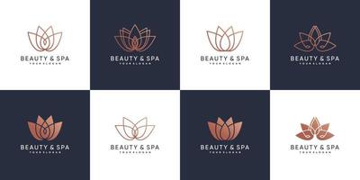 Beauty- und Spa-Logo-Bundle mit Beauty-Lotus-Konzept-Premium-Vektor vektor