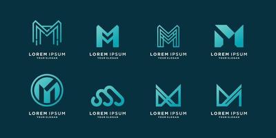 m logotyp samling med modern kreativ stil premium vektor