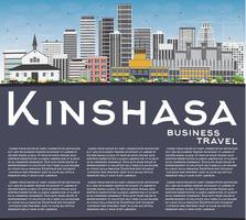 kinshasa skyline med grå byggnader, blå himmel och kopia utrymme. vektor