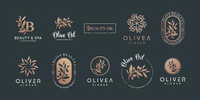 oliv logotyp samling med kreativa element stil premium vektor