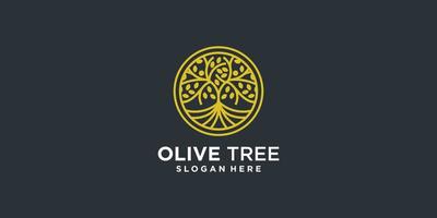 Olivenbaum-Logo abstrakt mit Premium-Vektor im Emblem-Stil vektor