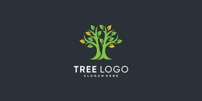 träd logotyp abstrakt med ren och snygg stil premium vektor