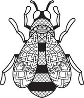 bee mandala målarbok vektor