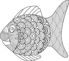 Fisch Malseite, Handzeichnung Fischvektor