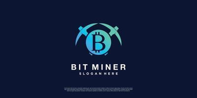 bitcoin miner logo abstrakt mit kreativem stil premium-vektor vektor