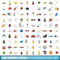 100 Hobby-Symbole im Cartoon-Stil vektor