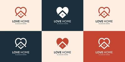 Haus-Logo-Sammlung mit kreativem Liebeskonzept Premium-Vektor
