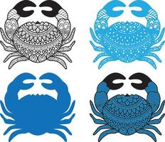Krabben-Zentangle-Kunst, Anti-Stress-Malseite für Erwachsene mit Seekrabbe