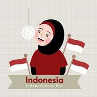 grußillustration zum indonesischen unabhängigkeitstag vektor