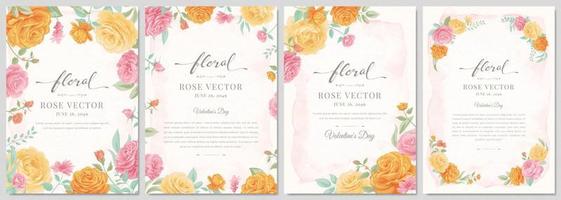 sammlung set schöne rose blume und botanische blatt digital gemalte illustration für liebe hochzeit valentinstag oder anordnung einladung design grußkarte vektor