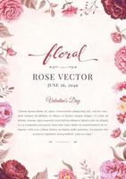 digital gemalte illustration der rosenblume und des botanischen blattes vektor