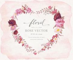 schöne Rosenblume und botanische Blattherzform Aquarell digital gemalte Illustration für Liebeshochzeits-Valentinstag oder Anordnungseinladungsdesign-Grußkarte vektor