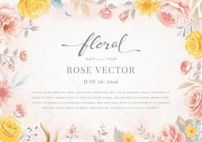 vacker rosblomma och botaniska blad digital målad illustration för kärlek bröllop alla hjärtans dag eller arrangemang inbjudan design gratulationskort vektor