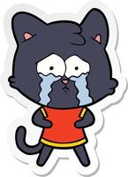 Aufkleber einer Cartoon-weinenden Katze vektor