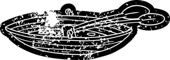 Grunge-Icon-Zeichnung eines Holzbootes vektor