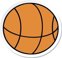 Aufkleber eines niedlichen Cartoon-Basketballs vektor