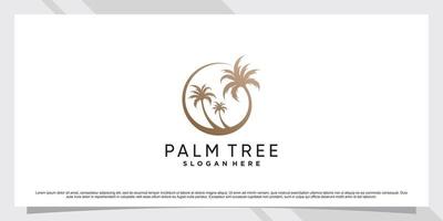 palmträd logotyp design inspiration med sol och kreativa element premium vektor