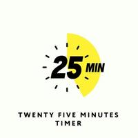 25-Minuten-Timer-Symbol, modernes flaches Design. Uhr, Stoppuhr, Chronometer mit 25-Minuten-Etikett. Garzeit, Countdown-Anzeige. isolierte Vektor-Eps. vektor