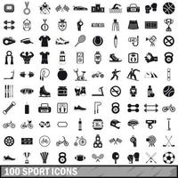 100 Sportsymbole im einfachen Stil vektor