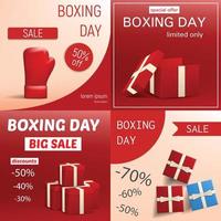 boxing day rea banner set, realistisk stil vektor