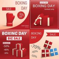Boxing Day Sale Banner Set, realistischer Stil vektor