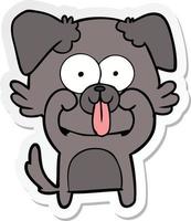Aufkleber eines Comic-Hundes mit herausgestreckter Zunge vektor