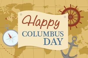 Weltkarte Columbus Day Konzept Hintergrund, flachen Stil vektor