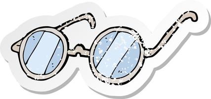 retro nödställda klistermärke av en tecknad glasögon vektor
