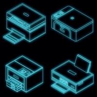 Drucker-Icon-Set-Vektor-Neon vektor