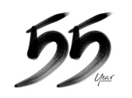 55 års jubileumsfirande vektormall, 55 år logotypdesign, 55-årsdag, svarta bokstäver siffror penselteckning handritad skiss, nummerlogotypdesign vektorillustration vektor
