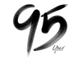 95 Jahre Jubiläumsfeier Vektorvorlage, 95 Jahre Logodesign, 95. Geburtstag, schwarze Buchstaben Zahlen Pinselzeichnung handgezeichnete Skizze, Nummer Logo Design Vektorillustration vektor