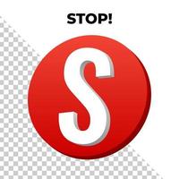 Befehlssymbol zum Stoppen des 3D-Rendering-Logos mit rotem Hintergrund vektor