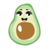 kawaii süße Avocado mit einem Lächeln vektor