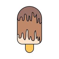 Eiskugeln in der Waffelkegel isoliert auf weißem Hintergrund. Vektor-flache Umriss-Symbol. comicfigur in der karikaturartillustration für t-shirt design vektor