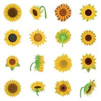 solros blossom ikoner som vektor isolerade