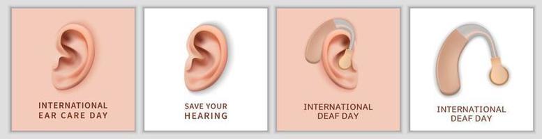 Banner-Set zum internationalen Tag der Gehörlosen, realistischer Stil