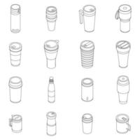 Thermobecher-Symbole setzen Vektorumrisse vektor