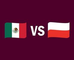 Mexiko och Polen flagga band symbol design Europa och Nordamerika fotboll final vektor europeiska och nordamerikanska länder fotbollslag illustration