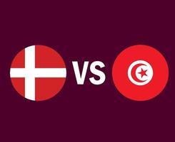 danmark och tunisien flagga symbol design afrikansk och europeisk fotboll final vektor afrikanska och europeiska länder fotbollslag illustration