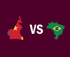 kamerun och brasilien kartsymbol design latinamerika och afrika fotboll final vektor latinamerikanska och afrikanska länder fotbollslag illustration