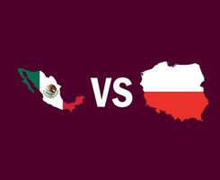 Mexiko och Polen karta symboldesign Europa och Nordamerika fotboll final vektor Europa och nordamerikanska länder fotbollslag illustration