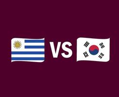 uruguay och sydkorea flagga band symbol design asien och latinamerika fotboll final vektor asien och latinamerikanska länder fotbollslag illustration
