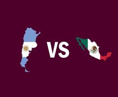 argentina och mexiko kartsymbol design nordamerika och latinamerika fotboll finalvektor nordamerikanska och latinamerikanska länder fotbollslag illustration vektor