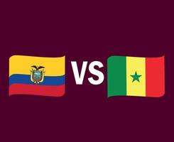 ecuador och senegal flagga bandsymbol design latinamerika och afrika fotboll final vektor latinamerikanska och afrikanska länder fotbollslag illustration