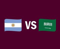 argentina och saudiarabien flagga band symbol design asien och latinamerika fotboll final vektor asien och latinamerikanska länder fotbollslag illustration